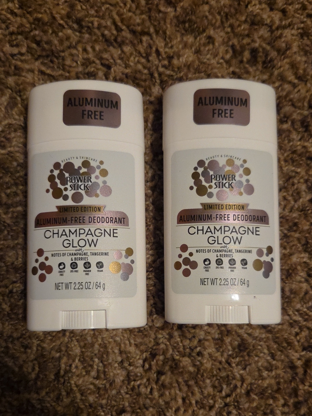 2 Power Stick Champagne Glow Aluminum-Free Deodorants